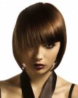 Bob cut with one side styled into the face