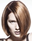 Sleek short bob with deep side bangs