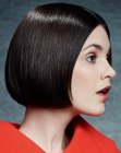 Classic jaw length bob with clean lines and a shiny surface