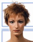 Short gamine hairdo with choppy layers and razored edges