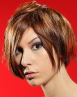 Short bob with box layering and a rounded silhouette
