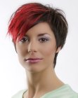 Short hairstyle with steep tapering and side bangs