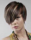 Short hairstyle with long side bangs and Gypsy elements