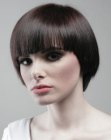 Classic bob haircut with bangs and a longer back