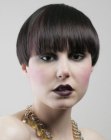 Short Gothic inspired hairstyle with long bangs
