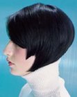 Short bob with defined edges for shiny black hair