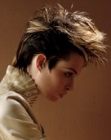 Punky short hairstyle with fringes on the nape