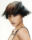 Short and choppy ear-length haircut for Asian hair