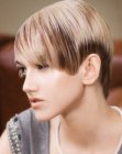 Short layered haircut with hair color panels