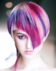 Exciting short hair with asymmetry and vibrant hair colors