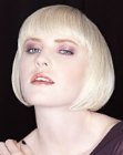 Classic short bob with a longer front and a blunt cut fringe