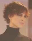 Short hairstyle with layers and an irregular fringe