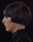Ear length bob haircut with straight cutting line