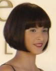 Angled chin length bob with bangs