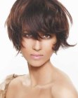 Trendy short haircut with volume and ends that flip out