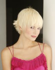 Simple short haircut for platinum blond hair