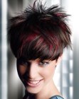 Pixie cut with bangs and a spiky texture