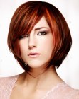 Short chin caressing bob cut with multiple hair colors