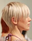 Short blonde hair with a round silhouette