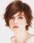 Feminine short hair with strands that stand out