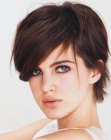 Versatile short haircut with extra long bangs