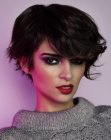Easy to maintain short hairstyle with asymmetry