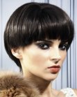 Nostalgic short haircut with a pointed neckline