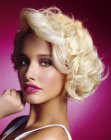 Glamorous styling with large curls for a short bob