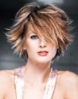 Short hairstyle with layers and a diagonally styled fringe