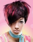 Extravagant short hair with layers and strong colors