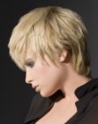 Short haircut with texture and longer strands