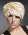 Short blonde hair with soft razor-cut layers