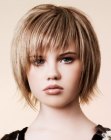Chin-length bob with texturing for a choppy effect