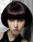 Glossy chin-length bob that curves inward