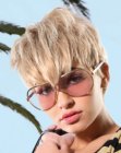 Modern blonde pixie cut with choppy layers