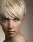 Short platinum blonde hair with movement