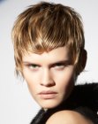 Short haircut with layers and smooth wet look styling
