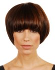 Short hairstyle with a round shape and heavy bangs