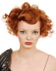 Short red hair with finger waves and curls