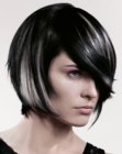 Bob cut for black hair with silver streaks