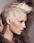 Short blonde hair with hip and daring styling