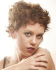 Very short haircut for women with natural curls