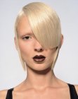 Neat and glamorous hairstyle for short blonde hair