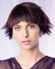 Short hairstyle with an A-line and curved bangs