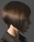 Short angled bob with a concave nape section