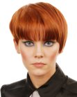 Short asymmetric crop with one revealed ear for red hair