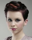 Short women's hairstyle with the sides cut around the ears