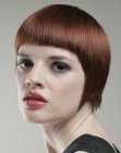 Short Amelie look haircut with blunt bangs