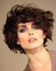 Short blow-out hairstyle with a lot of movement