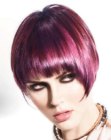 Short hair with pink and purple coloring